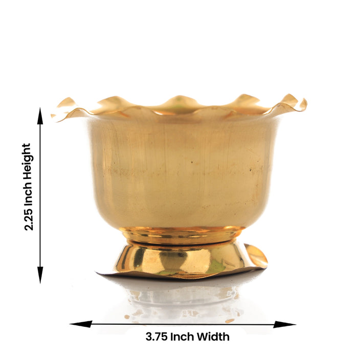 Brass Bowl With Base - 2.25 x 3.75 Inches | Pooja Bowl/ Brass Cup/ Chandan Cup for Home - Bowls