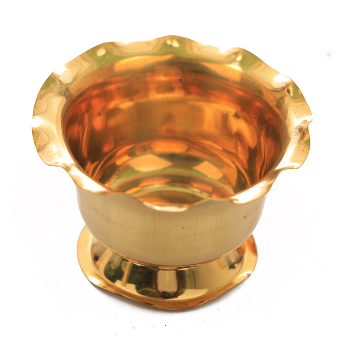 Brass Bowl With Base - 2.25 x 3.75 Inches | Pooja Bowl/ Brass Cup/ Chandan Cup for Home - Bowls