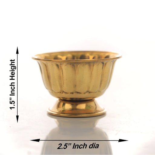 Chandan Cup - 1.5 x 2.5 Inches | Brass Cup/ Bela Patla Design Brass Bowl/ 20 Gms Approx - Bowls