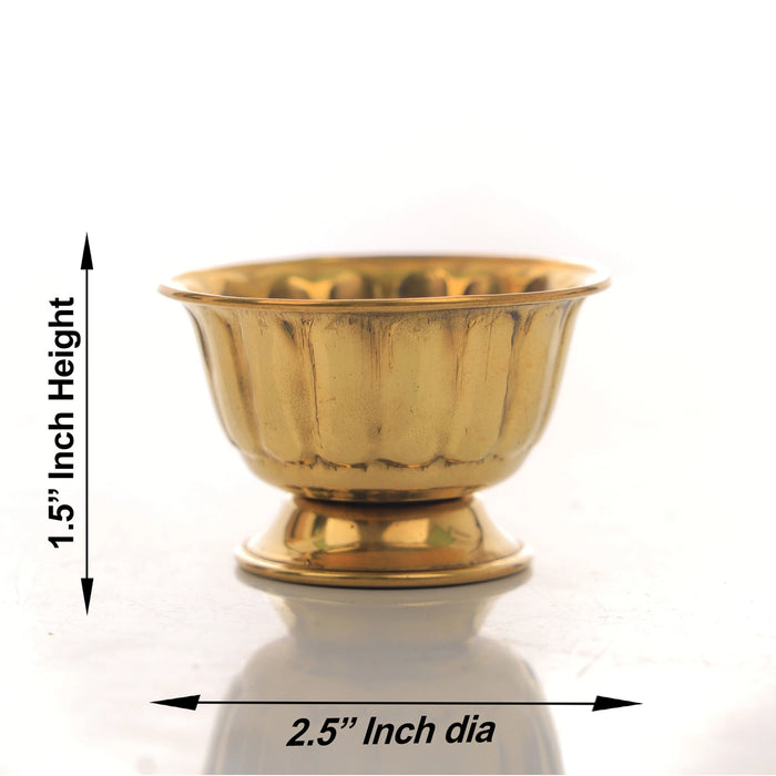 Chandan Cup - 1.5 x 2.5 Inches | Brass Cup/ Bela Patla Design Brass Bowl/ 20 Gms Approx - Bowls