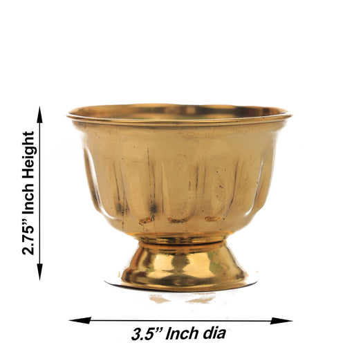 Chandan Cup - 2.75 x 3.5 Inches | Brass Cup/ Bela Patla Design Brass Bowl/ 50 Gms Approx - Bowls