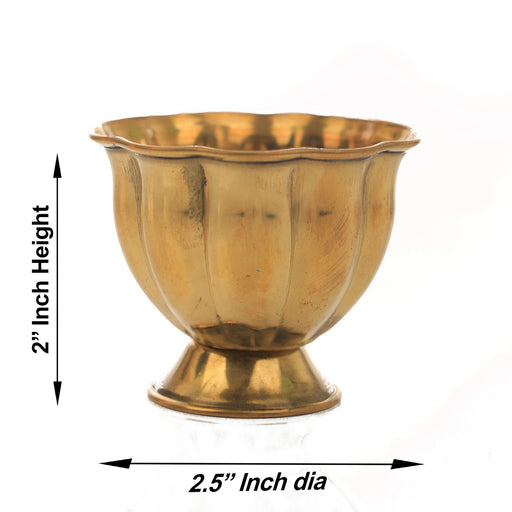 Brass Bowl With Base - 2 x 2.5 Inches | Pooja Bowl/ Lotus Design Chandan Cup for Home/ 30 Gms Approx - Bowls