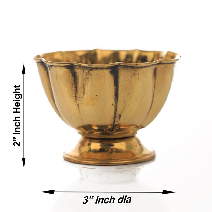 Chandan Cup - 2 x 3 Inches | Brass Cup/ Lotus Design Brass Bowl/ 30 Gms Approx - Bowls