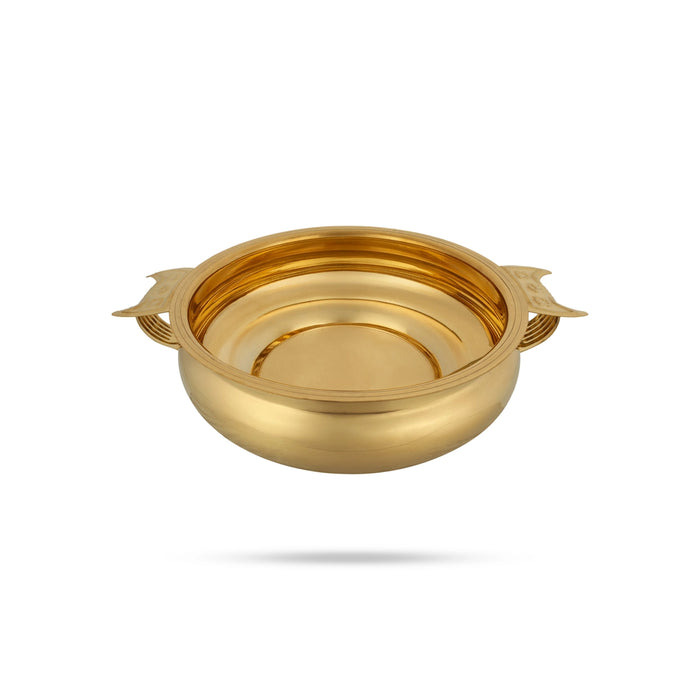 Flower Pot - 2.5 x 9.5 Inches | Brass Urli / Uruli With Handle / Urli For Floral Decoration And Home Decor - Uruli & Flower Pot