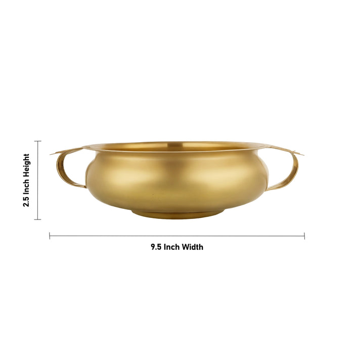 Flower Pot - 2.5 x 9.5 Inches | Brass Urli / Uruli With Handle / Urli For Floral Decoration And Home Decor - Uruli & Flower Pot