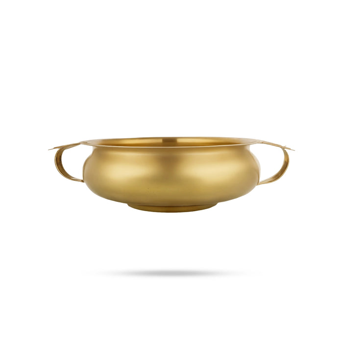 Urli - 2.5 x 8.5 Inches | Uruli / Brass Flower Pot With Handle for Home & Pooja - Uruli & Flower Pot