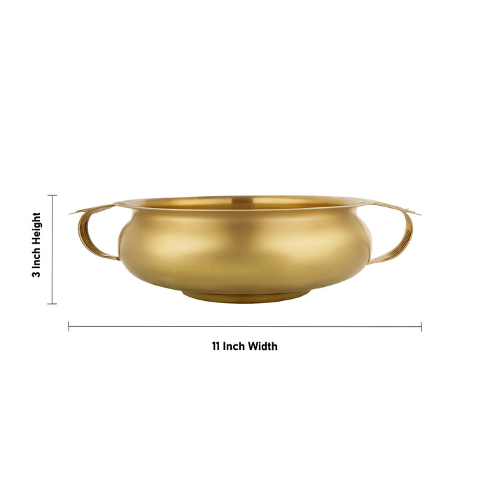 Flower Pot - 3 X 11 Inches | Brass Urli / Uruli With Handle / Urli For Floral Decoration And Pooja Decoration - Uruli & Flower Pot