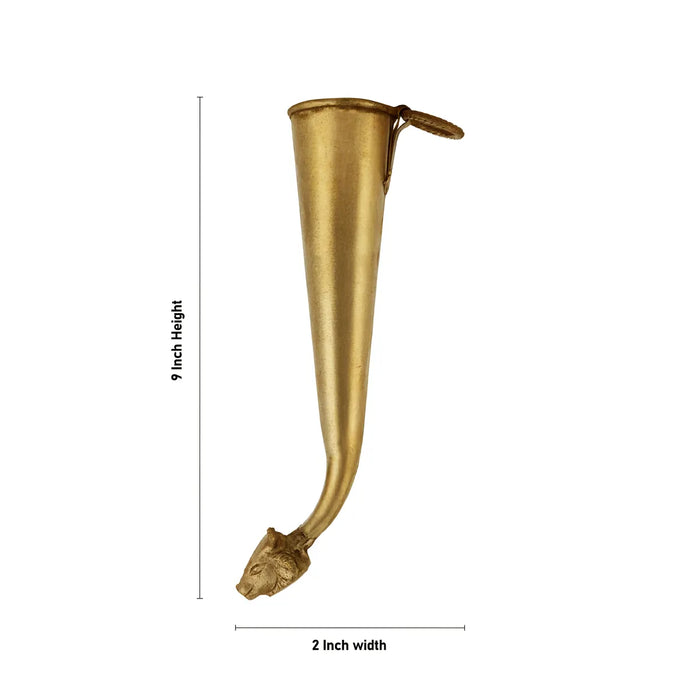 Brass Shringi - 9 x 2 inches | Brass Shringi for Mahadev Puja / Gomukhi Abhishek Patra - Deity Accessories