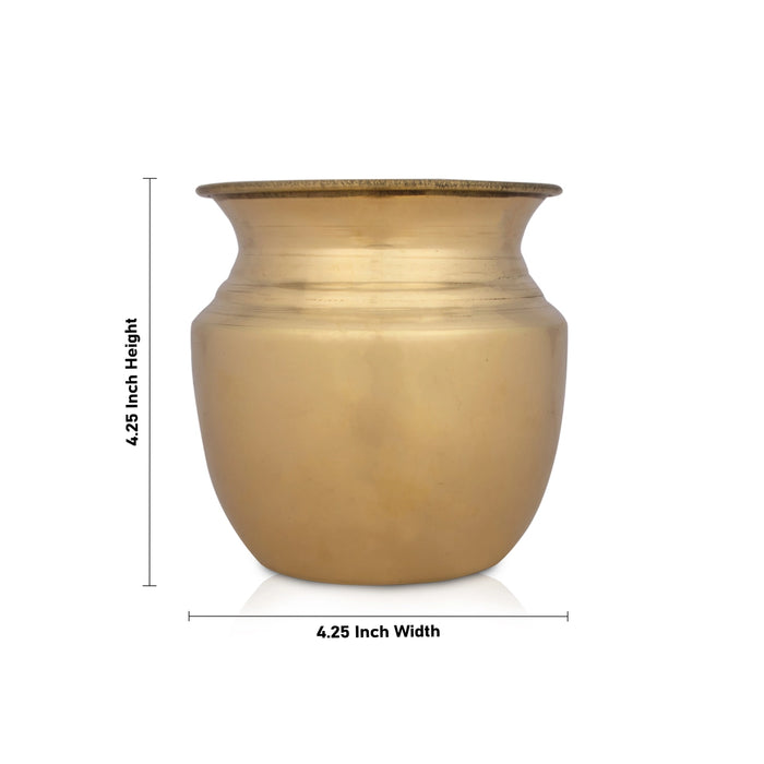 Brass Lota - 4.25 x 4.25 Inches | Kalash/ Pooja Pot/ Chombu for Home/ 204 Gms Approx - Kalash & Pooja Lota