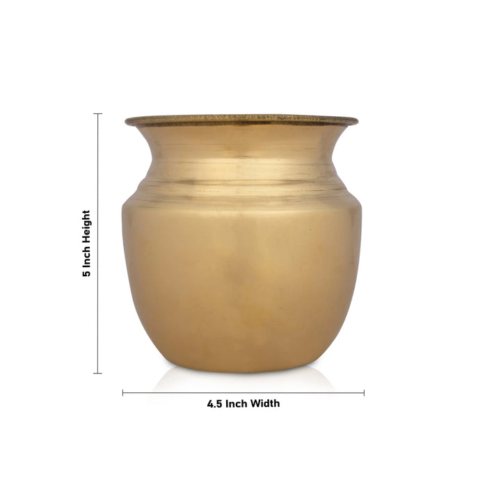 Brass Lota - 5 x 4.5 Inches | Kalash/ Pooja Pot/ Chombu for Home/ 240 Gms Approx - Kalash & Pooja Lota