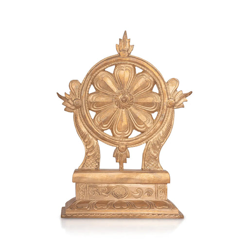 Vishnu Chakra with base - 8 x 6 Inches | Panchaloha Statue / Vishnu Chakram for Pooja - Panchaloha Murties