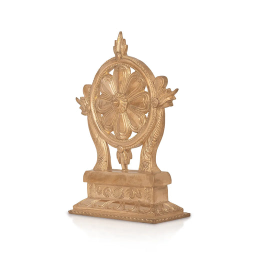 Vishnu Chakra with base - 8 x 6 Inches | Panchaloha Statue / Vishnu Chakram for Pooja - Panchaloha Murties