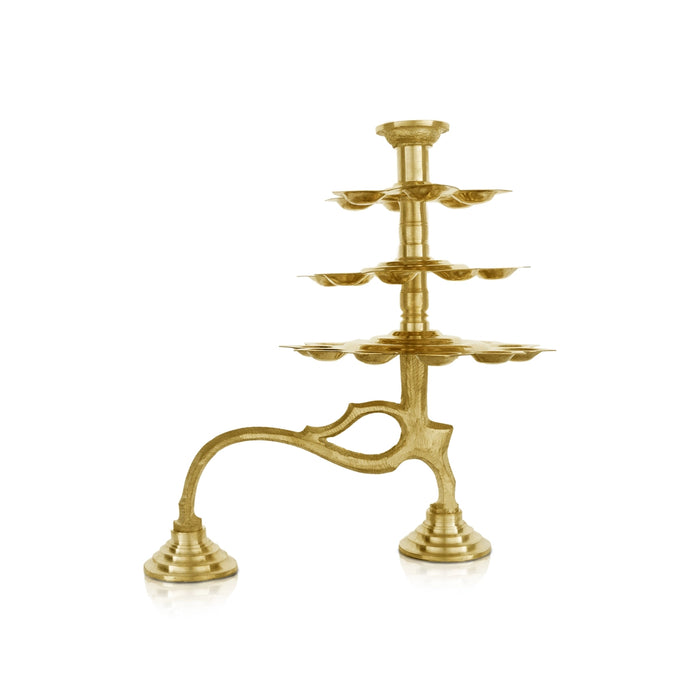 3 Step Brass Aarti - 10.5 x 8.5 Inches | Kapoor Dhani/ Ganga Aarti With Handle for Pooja - Kapur Aarti