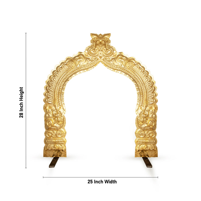 Thiruvachi | Brass Arch/ Inner 21 x 15 Inches/ Outer 28 x 25 Inches/ Brass Prabhavali for Temple - Deity Accessories