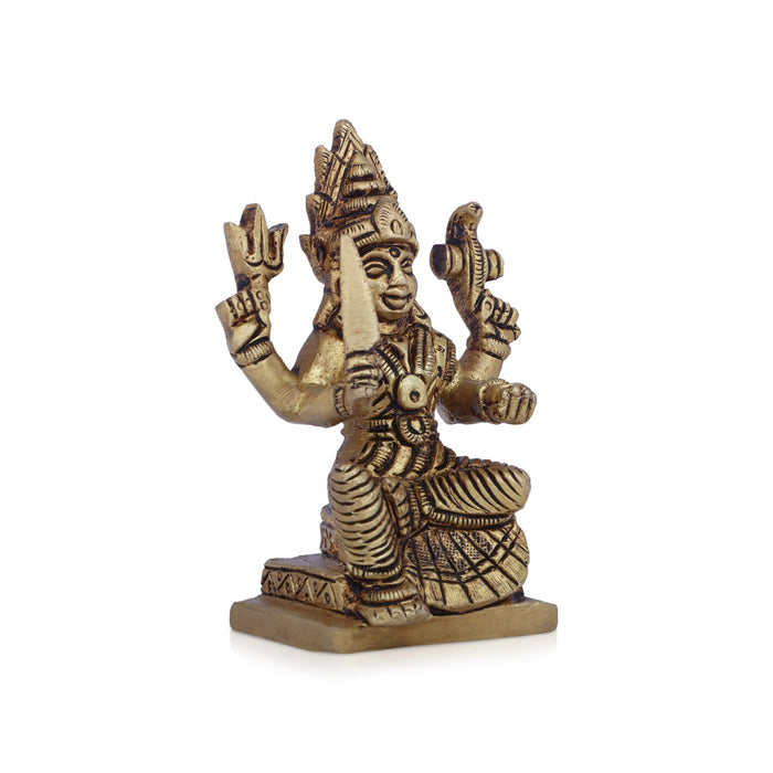 Karumariamman Statue - 3 x 2.5 Inches | Antique Brass Idol/ Sitting Karumariamman Idol for Pooja/ 200 Gms Approx