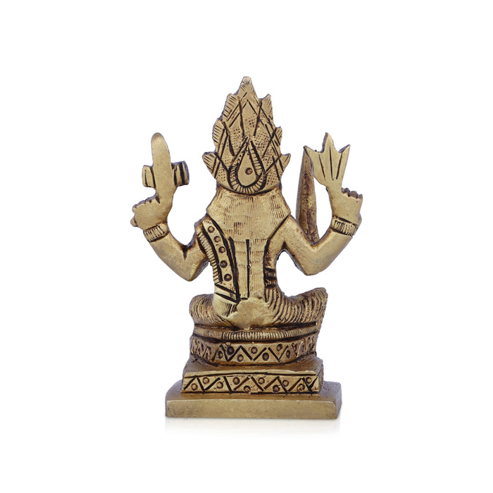 Karumariamman Statue - 3 x 2.5 Inches | Antique Brass Idol/ Sitting Karumariamman Idol for Pooja/ 200 Gms Approx