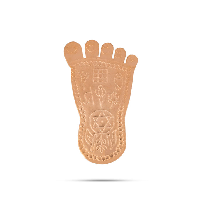 Copper Vishnu Padham - 3 x 1.5 Inches | Vishnu Charan Paduka/ Vishnu Paduka for Pooja - Pooja Box & Paduka