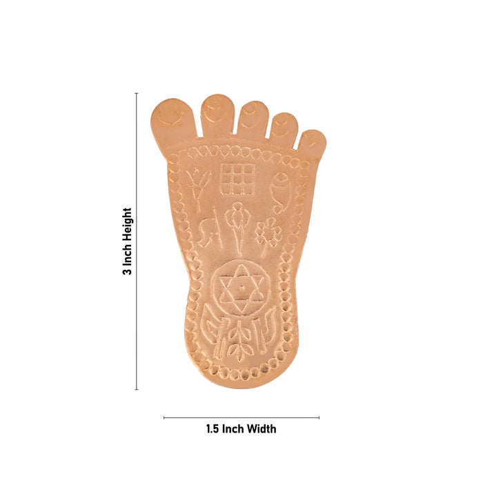Copper Vishnu Padham - 3 x 1.5 Inches | Vishnu Charan Paduka/ Vishnu Paduka for Pooja - Pooja Box & Paduka