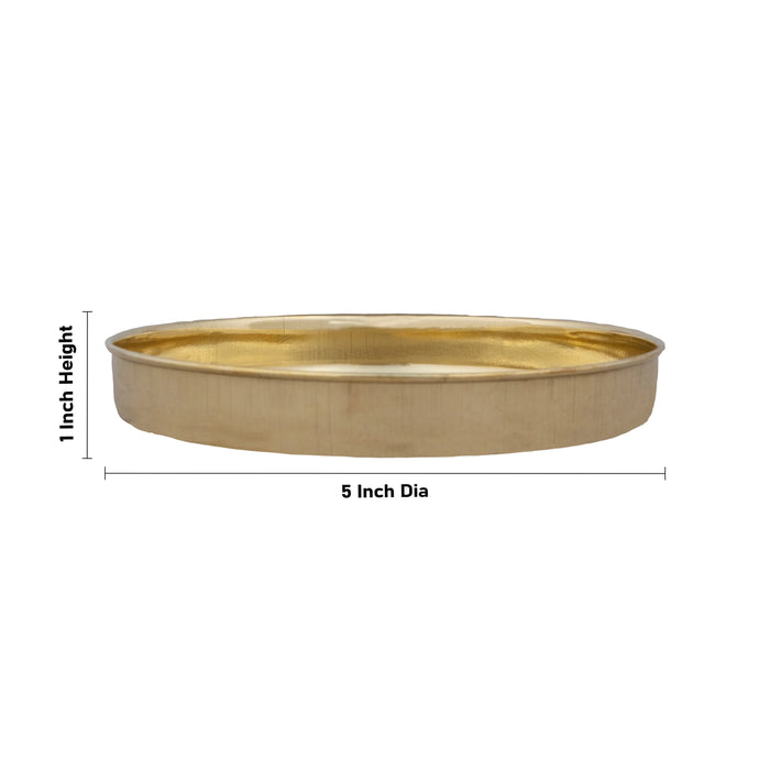 Brass Plate - 1 x 5 Inches | Pooja Plate/ Thali Plate for Home/ 60 Gms Approx - Pooja Plate & Tray