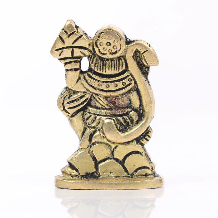 Anjaneya Statue Lifting Sanjeevani - 3 X 1.5 Inches | Antique Brass Idol/ Hanuman Statue For Strength & Pooja - Brass Murties