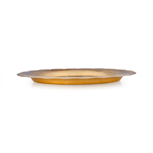Brass Plate With Design - 6 Inches | Thali Plate/ Halwa Plate/ Puja Plate for Home/ 40 Gms Approx - Pooja Plate & Tray