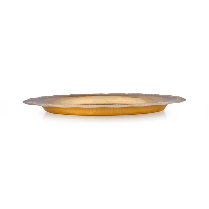 Brass Plate With Design - 6 Inches | Thali Plate/ Halwa Plate/ Puja Plate for Home/ 40 Gms Approx - Pooja Plate & Tray