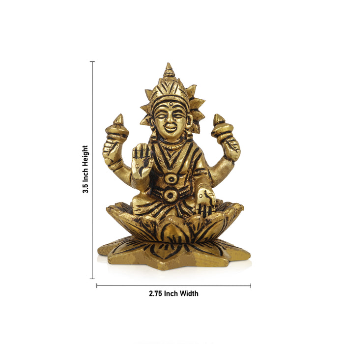 Laxmi Murti  - 3.5 x 2.75 Inches |  Brass Idol/ Lakshmi Idol/ Lakshmi Murti/ Lakshmi Statue for Pooja - Brass Murties