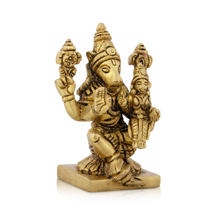 Varaha Lakshmi Murti - 3 x 2 Inches | Antique Brass Idol/ Lakshmi Varaha Swamy for Pooja/ 260 Gms Approx - Brass Murties