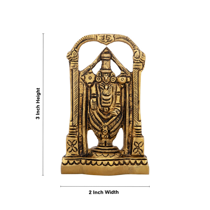 Balaji Murti - 3 x 2 Inches | Antique Brass Idol/ Standing Balaji Idol for Pooja/ 180 Gms Approx