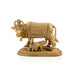 Cow With Calf Idol - 4 x 4.75 Inches | Antique Brass Idol/ Kamdhenu Cow With Calf for Pooja/ 980 Gms Approx - Table Stand Accessories