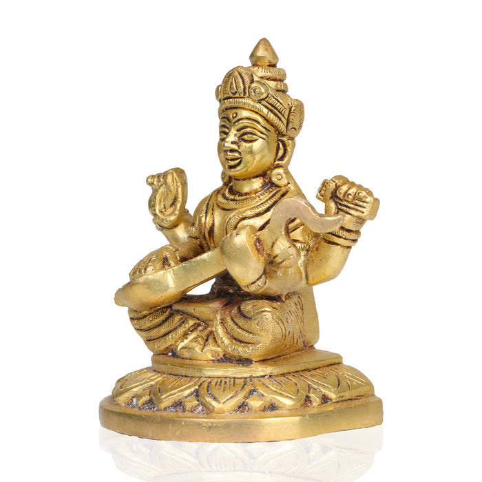 Saraswati Murti  - 5  Inches |  Antique Brass Statue/ Saraswati Idol/ Saraswati Mata Murti for Pooja - Brass Murties