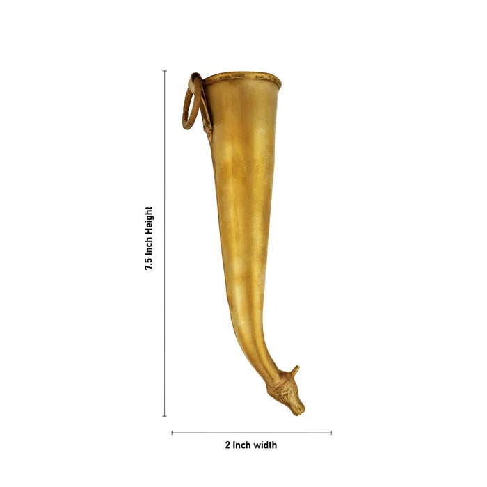 Brass Gaumukhi Shringi - 7.5 x 2 inches | Gomukhi Abhishek Patra / Brass Shringi for Mahadev Puja - Deity Accessories