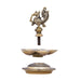 5 Face Brass Lamp With Base - 6.5 x 5 Inches | Antique Polish Annapakshi Design Brass Vilakku for Pooja - 5 Faced lamp
