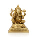 Ganesh Murti Sitting On Chowki - 6 x 4 Inches | Antique Brass Idol/ Ganpati Murti for Pooja/ 1.970 Kgs - Brass Murties