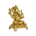 Ganesh Murti Sitting On Chowki - 6.5 x 5 Inches | Ganpati Murti/ Antique Brass Idol/ Vinayaka Statue for Pooja - Brass Murties