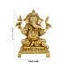 Ganesh Murti Sitting On Chowki - 6.5 x 5 Inches | Ganpati Murti/ Antique Brass Idol/ Vinayaka Statue for Pooja - Brass Murties