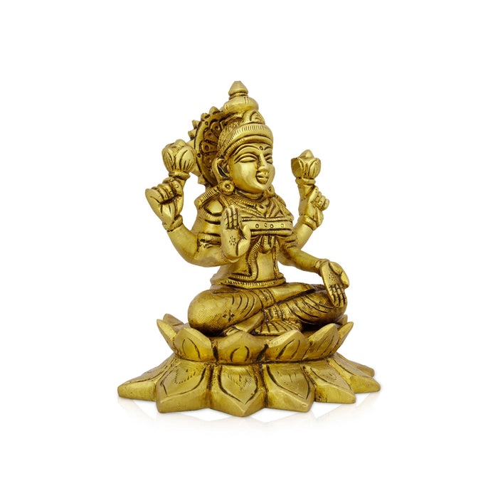 Lakshmi Idol - 5.5 x 4.5 Inches | Antique Brass Idol/ Laxmi Murti/ Lakshmi Murti for Pooja/ 1.410 Kgs Approx - Brass Murties