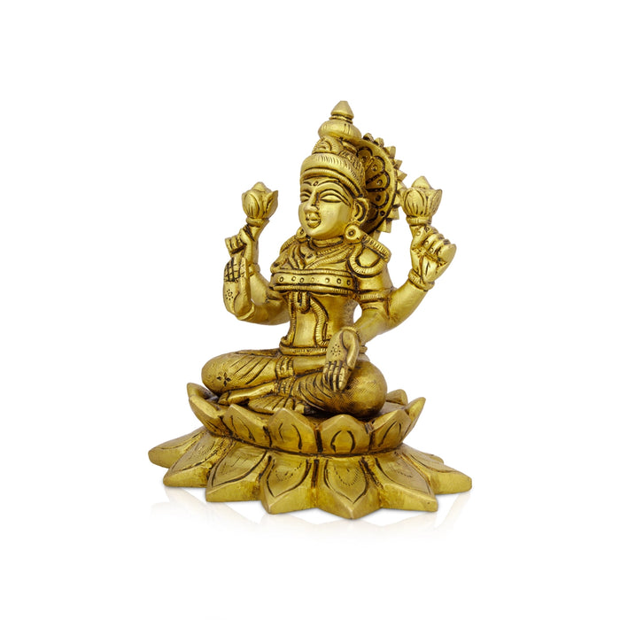Lakshmi Idol - 5.5 x 4.5 Inches | Antique Brass Idol/ Laxmi Murti/ Lakshmi Murti for Pooja/ 1.410 Kgs Approx - Brass Murties