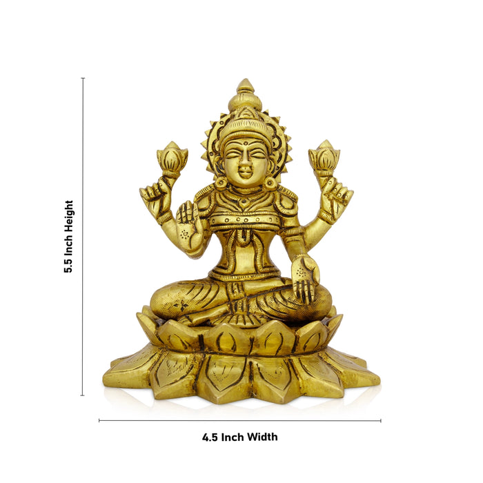Lakshmi Idol - 5.5 x 4.5 Inches | Antique Brass Idol/ Laxmi Murti/ Lakshmi Murti for Pooja/ 1.410 Kgs Approx - Brass Murties