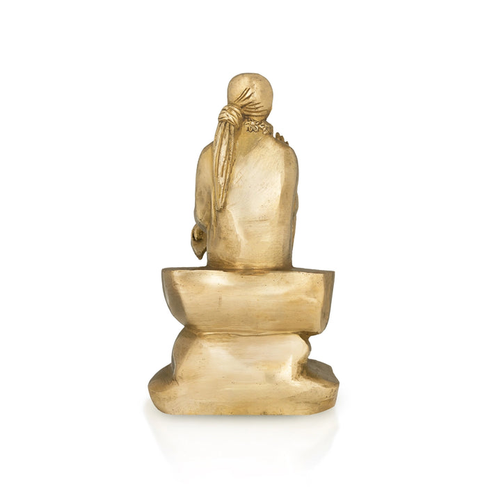 Saibaba Statue - 12 x 7 Inches | Antique Brass Saibaba Idol / Saibaba Sitting Murti/ Sai Baba Vigraham - Brass Murties