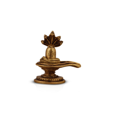 Shivling with Nagam - 2.5 Inches | Shiva Lingam/ Antique Brass Statue/ Sivalingam for Pooja
