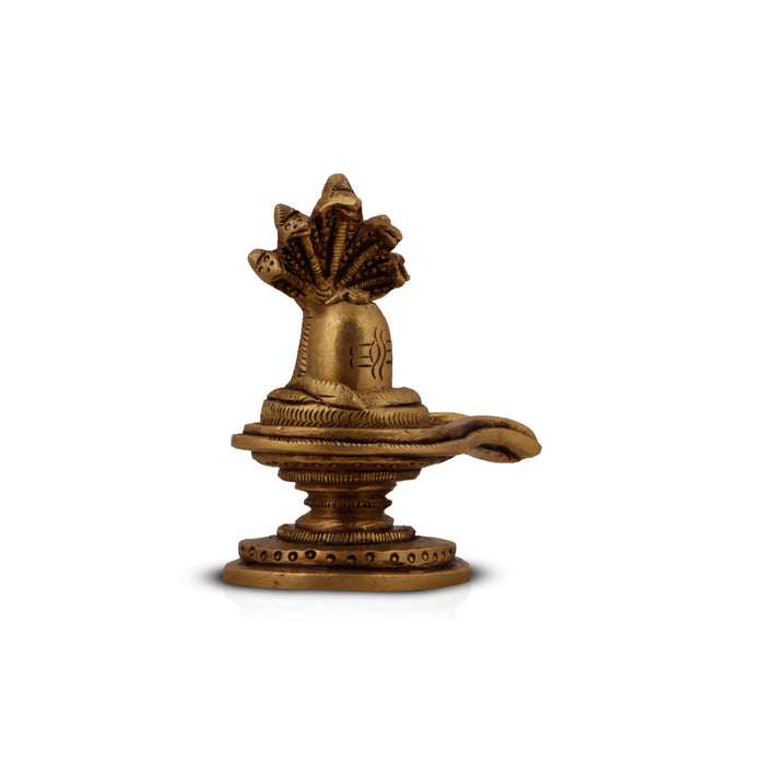 Shivling with Nagam - 2.5 Inches | Shiva Lingam/ Antique Brass Statue/ Sivalingam for Pooja