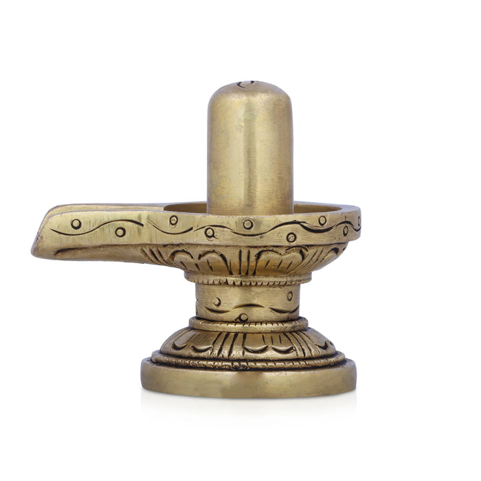 Shiv Ling Murti - 2.5 x 3 Inches | Antique Brass Idol/ Shiva Lingam Statue for Pooja/ 320 Gms Approx