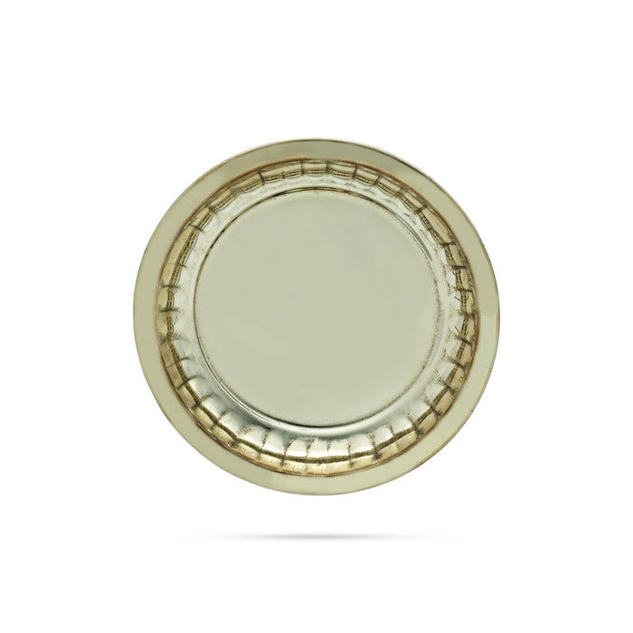 Brass Plate - 4 Inches | Pooja Thali Plate/ Pooja Plate/ Small Plate for Home - Pooja Plate & Tray