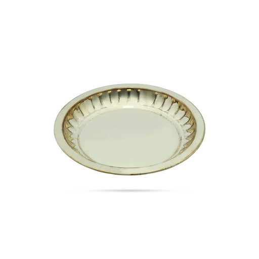 Brass Plate - 4 Inches | Pooja Thali Plate/ Pooja Plate/ Small Plate for Home - Pooja Plate & Tray
