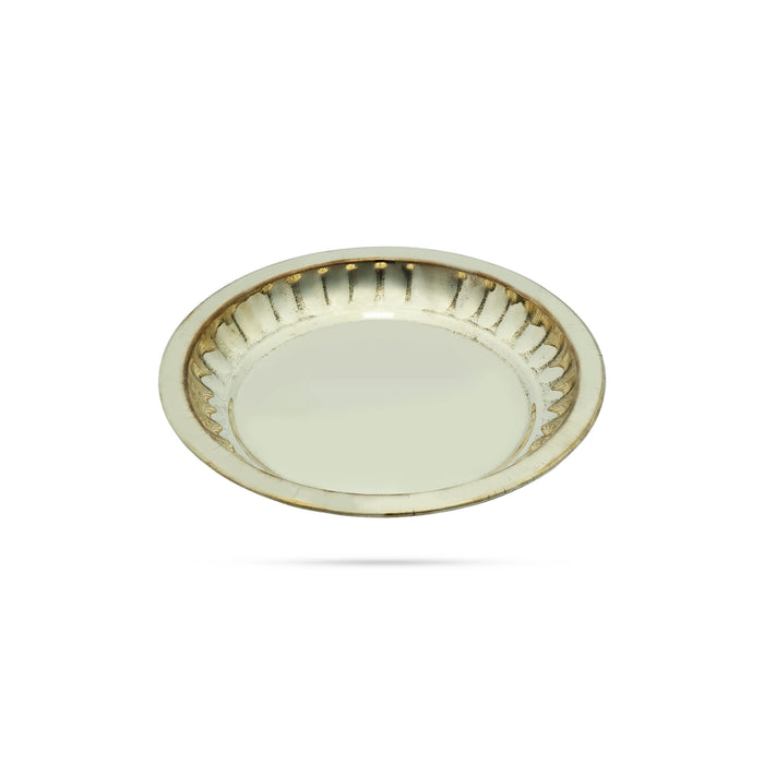Brass Plate - 4 Inches | Pooja Thali Plate/ Pooja Plate/ Small Plate for Home - Pooja Plate & Tray