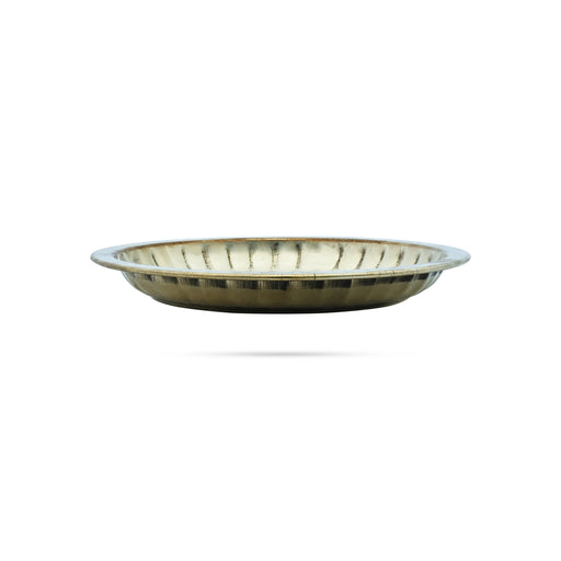 Brass Plate - 4 Inches | Pooja Thali Plate/ Pooja Plate/ Small Plate for Home - Pooja Plate & Tray