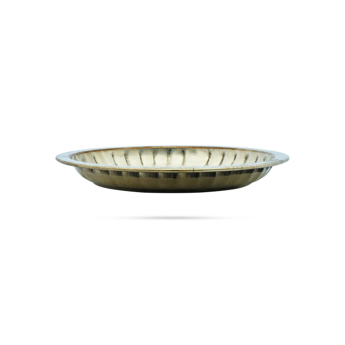 Brass Plate - 4 Inches | Pooja Thali Plate/ Pooja Plate/ Small Plate for Home - Pooja Plate & Tray