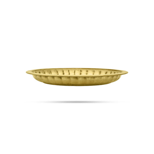 Brass Plate - 5 Inches | Sargam Design Thali Plate/ Pooja Plate/ Small Plate For Offerings And Ritual Use - Pooja Plate & Tray