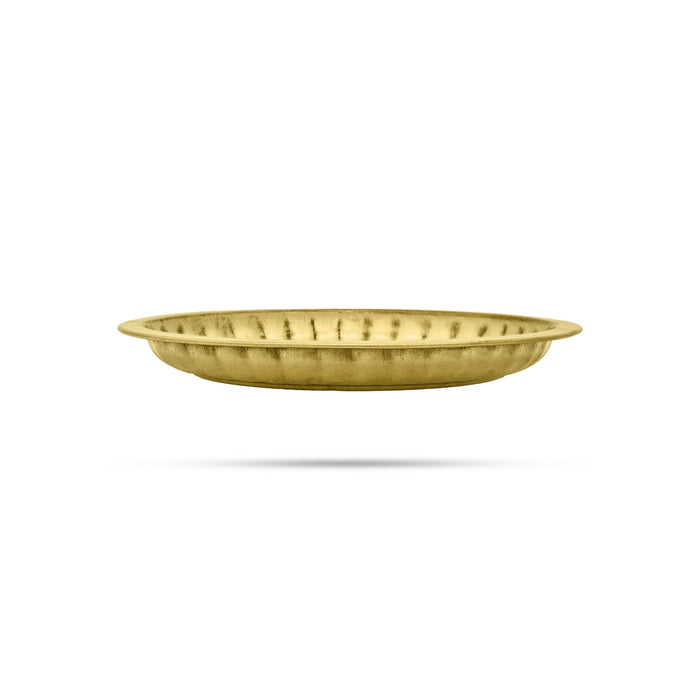 Brass Plate - 5 Inches | Sargam Design Thali Plate/ Pooja Plate/ Small Plate For Offerings And Ritual Use - Pooja Plate & Tray
